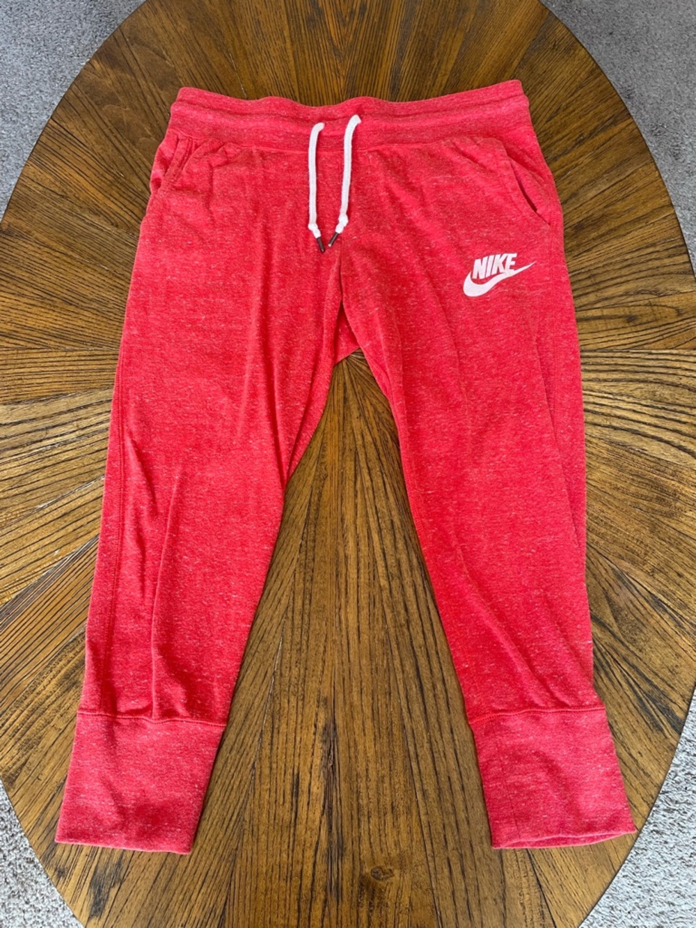 Nike Red Women's Track Capri Joggers with White Logo